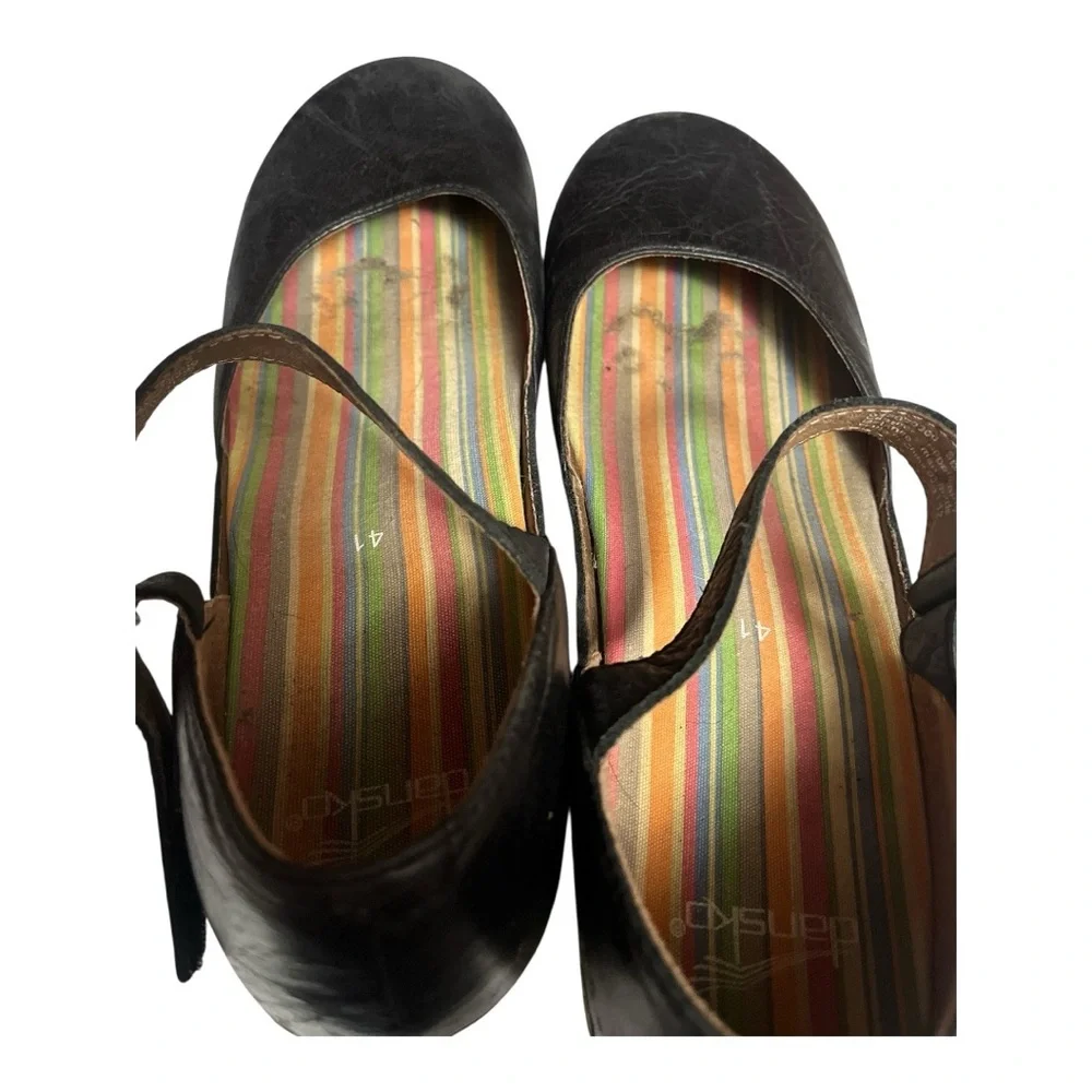 Dansko Jute Mary Jane Black Leather Clog Shoes - Picture 7 of 7